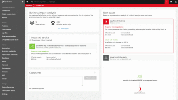 Dynatrace automatically detects anomalies