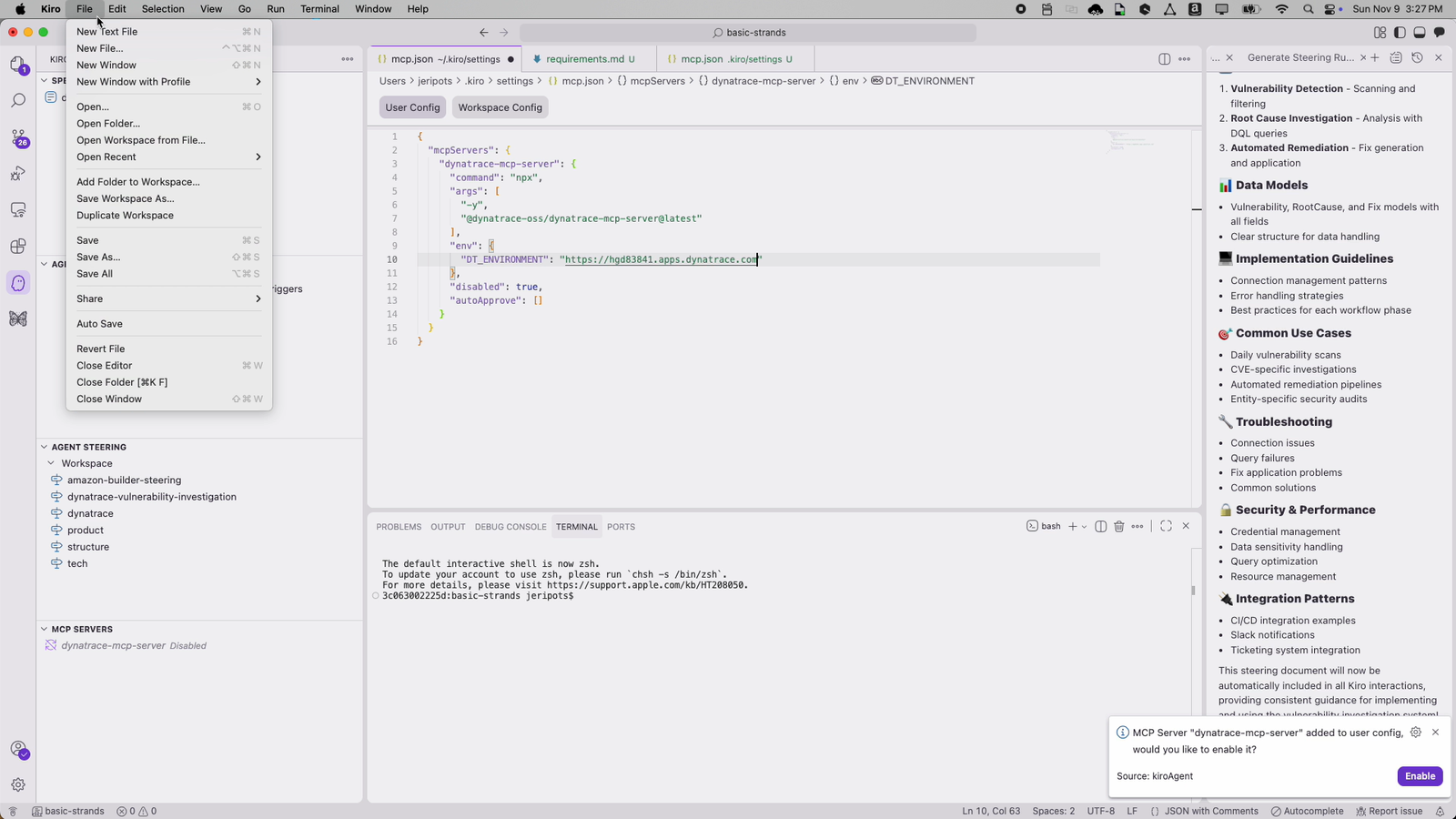 The connection to your Dynatrace environment can easily be configured.