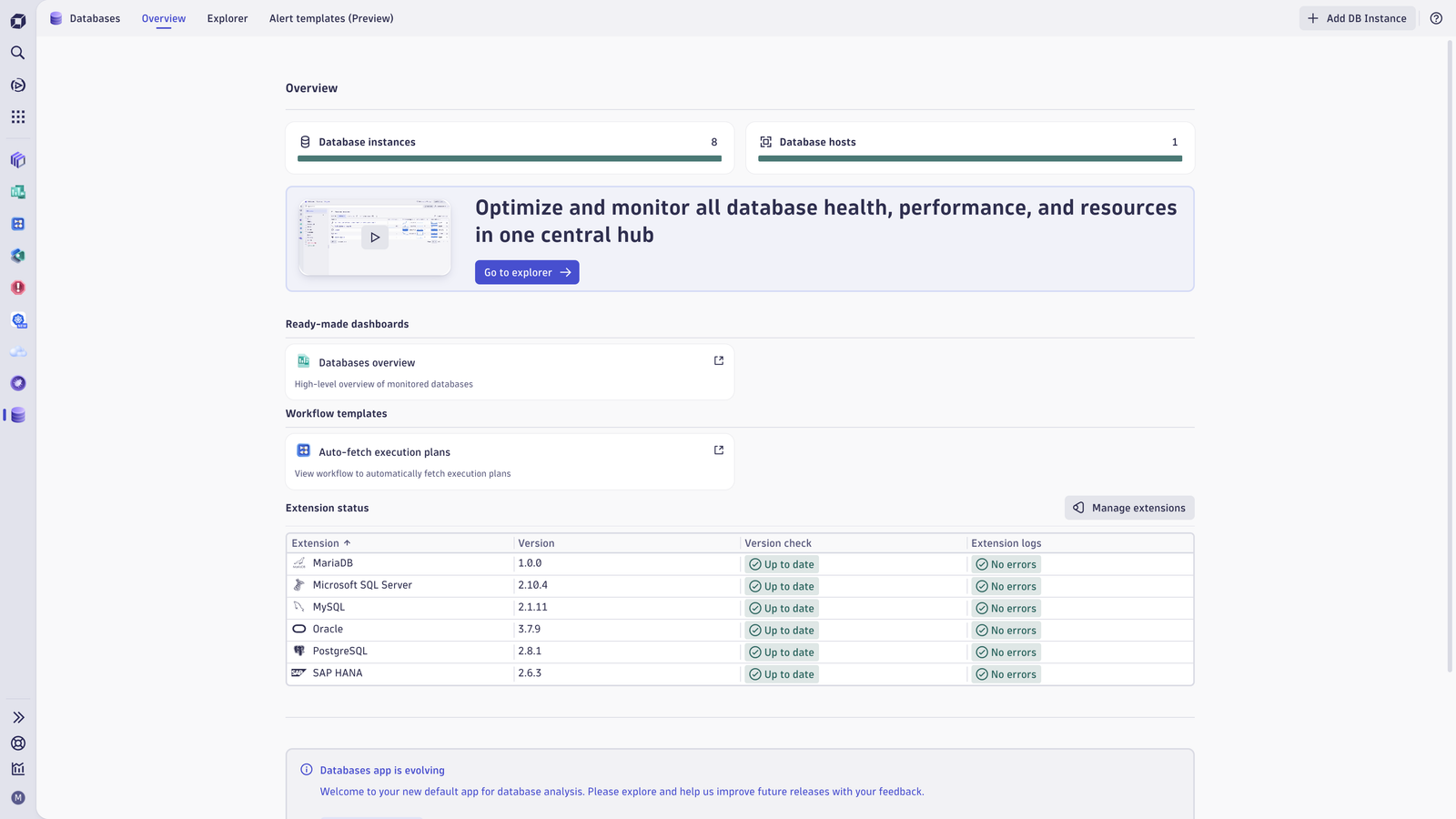 Get an overview of what's happening across your entire database fleet