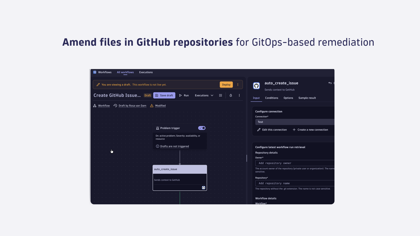 Amend files in GitHub repositories for GitOps-based remediation