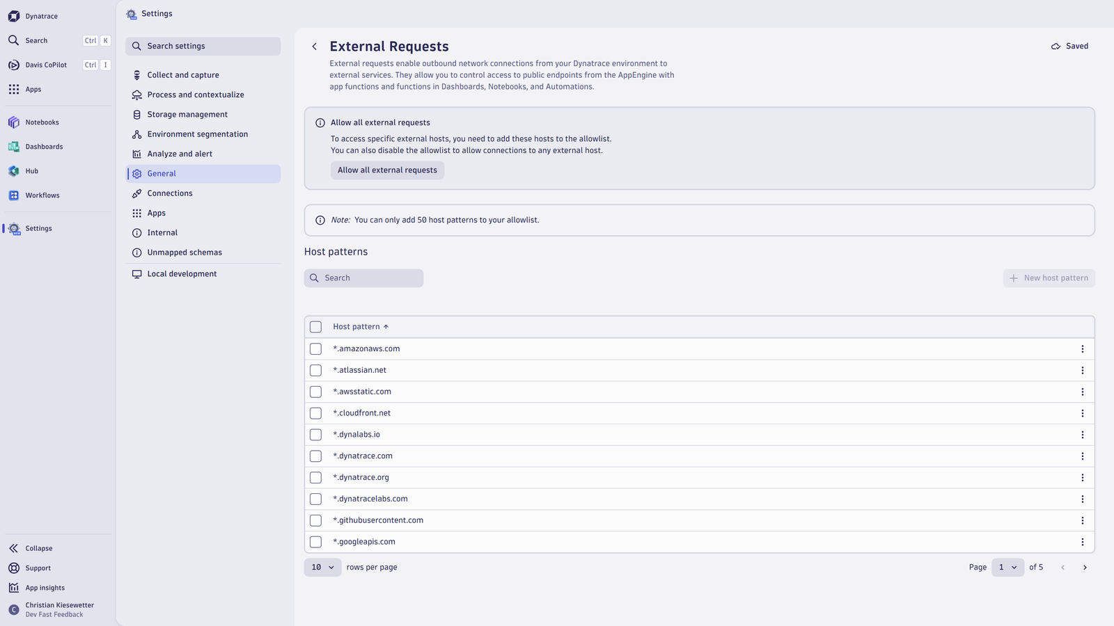 Configure the Outbound connection settings for App functions and ad-hoc functions.
