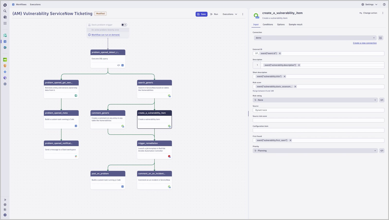Search for data in any table, add comments to various targets tables, or create vulnerabilities in ServiceNow.