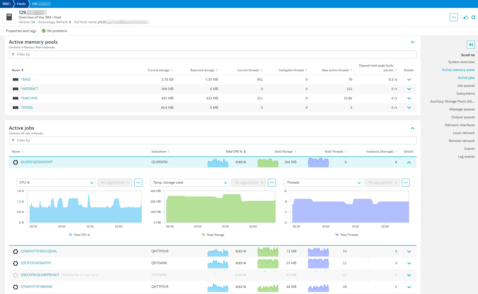 Host view - Memory pools and Jobs