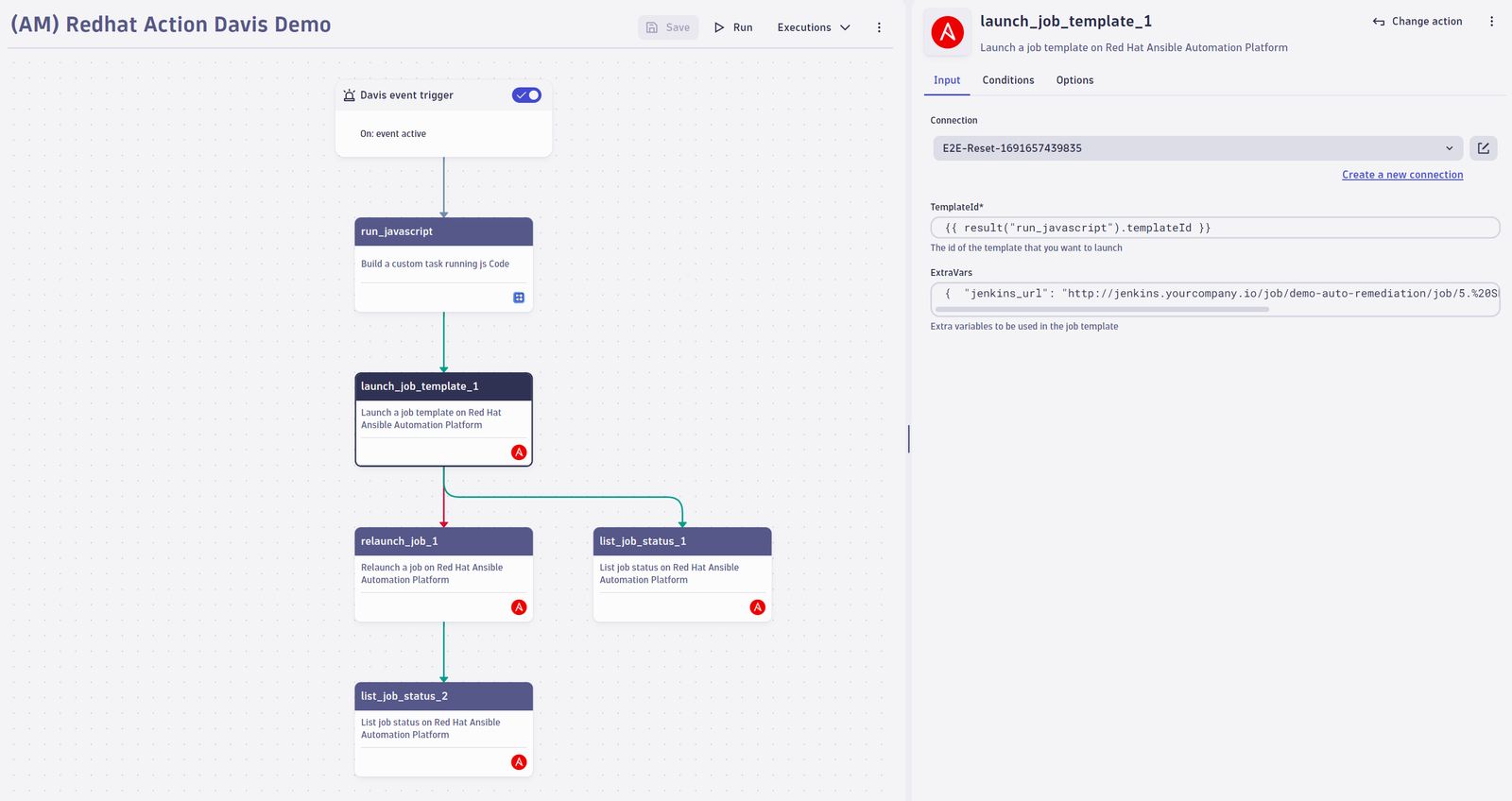 Launch a job template in Red Hat Ansible Automation Controller, list job status or retry a job.