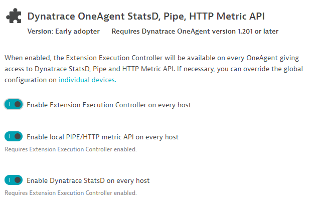Dynatrace OneAgent StatsD, Pipe, HTTP Metric API settings