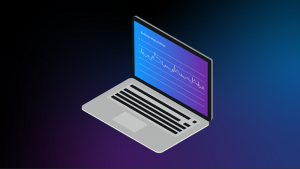 Laptop with metrics graphic