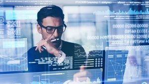 Businessman working with modern interface