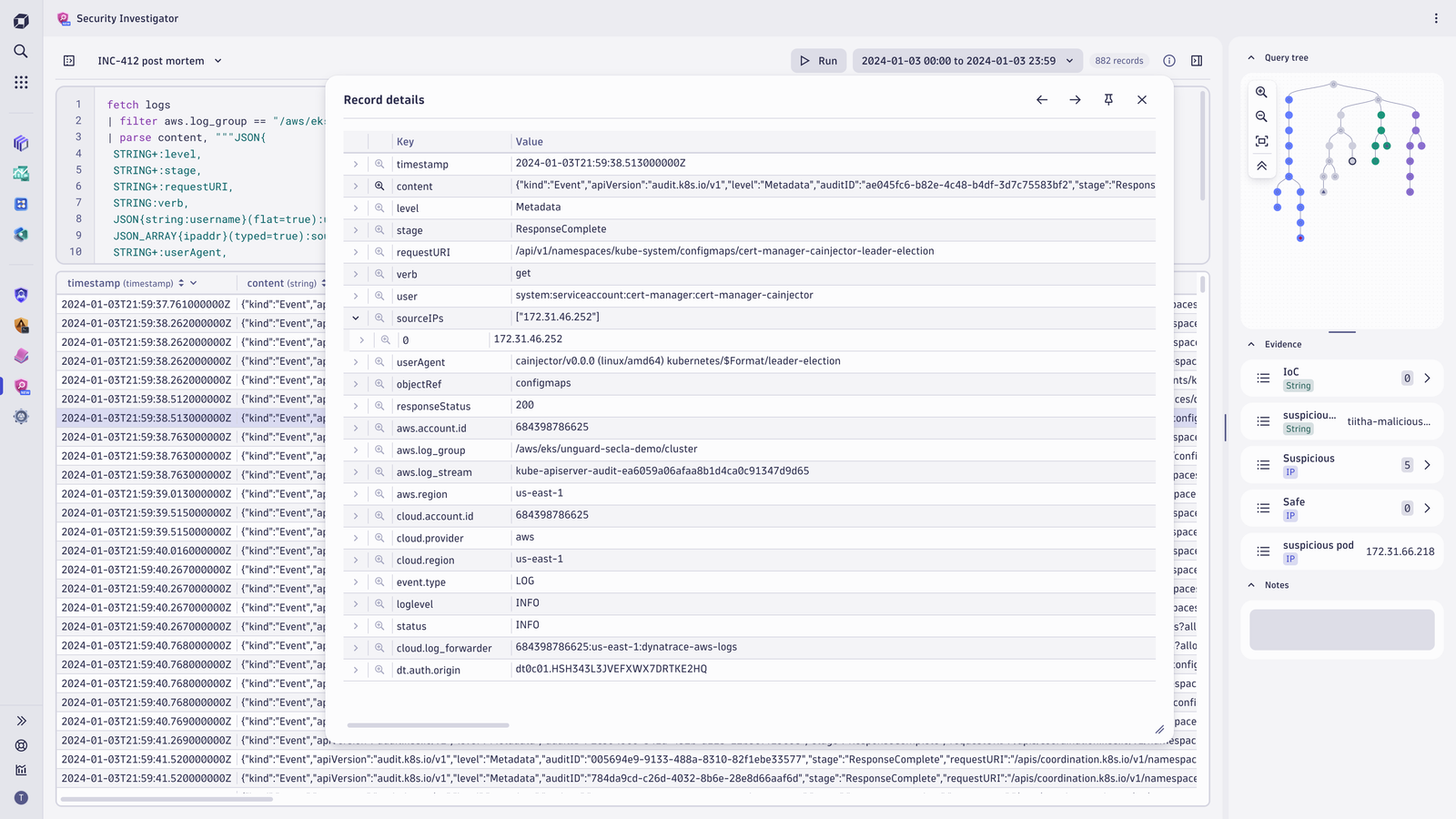 Drill down on content details to view data in its original format.