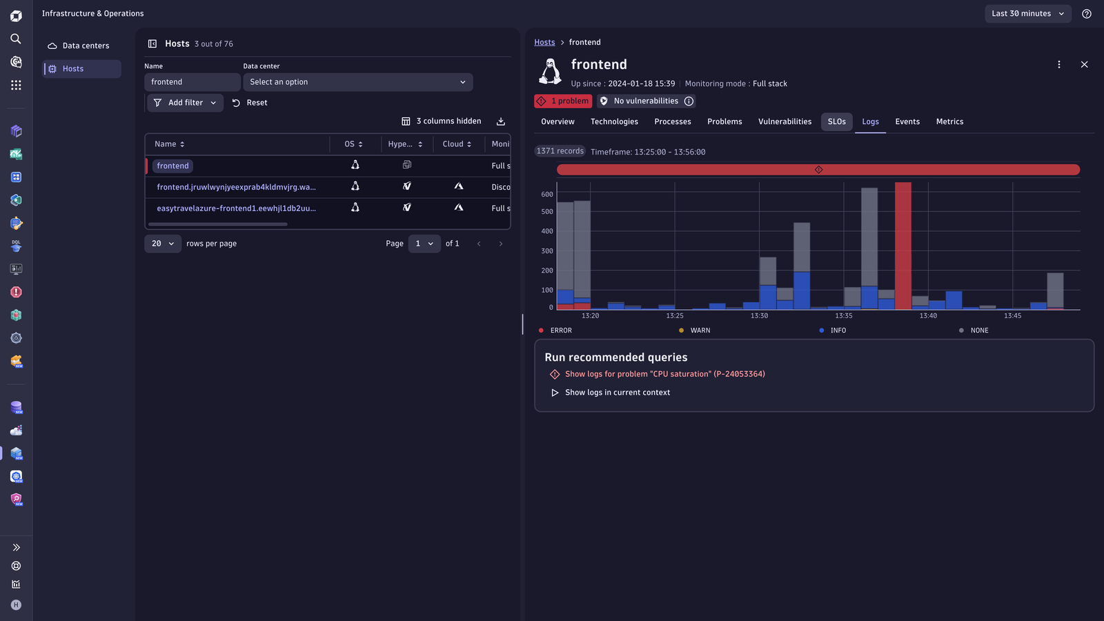 hosts logs in context