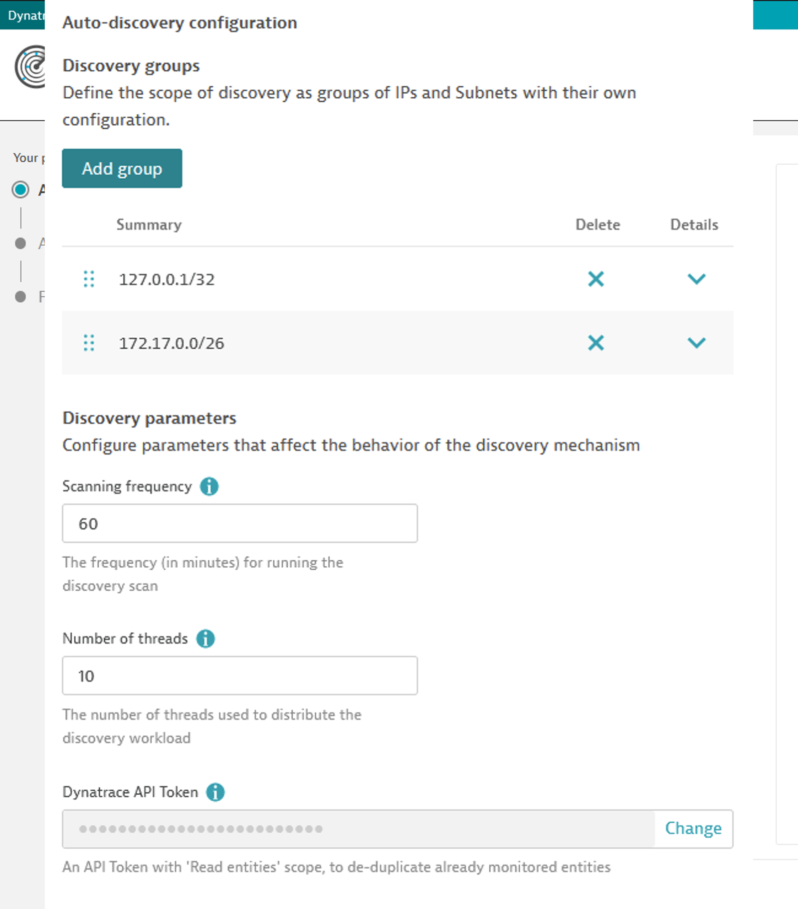 Configure the parameters of the discovery mechanism.