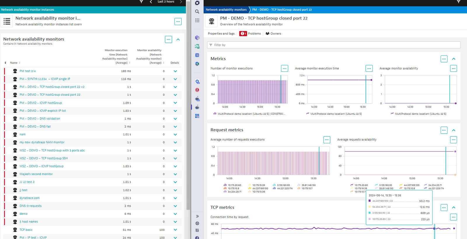 Figure 5. Example NAM reporting in Dynatrace managed