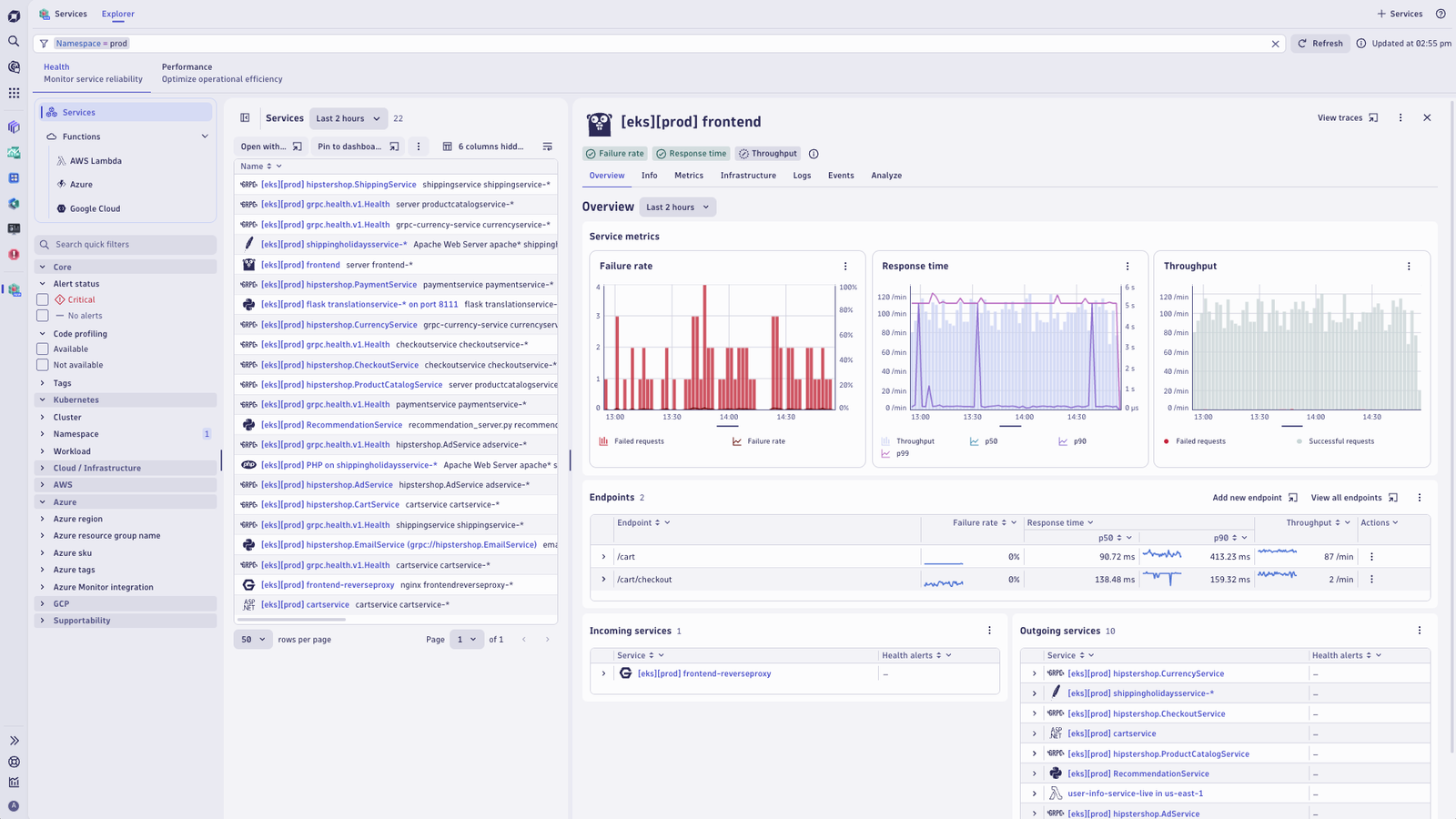 Distributed Tracing Explorer chart in Dynatrace screenshot