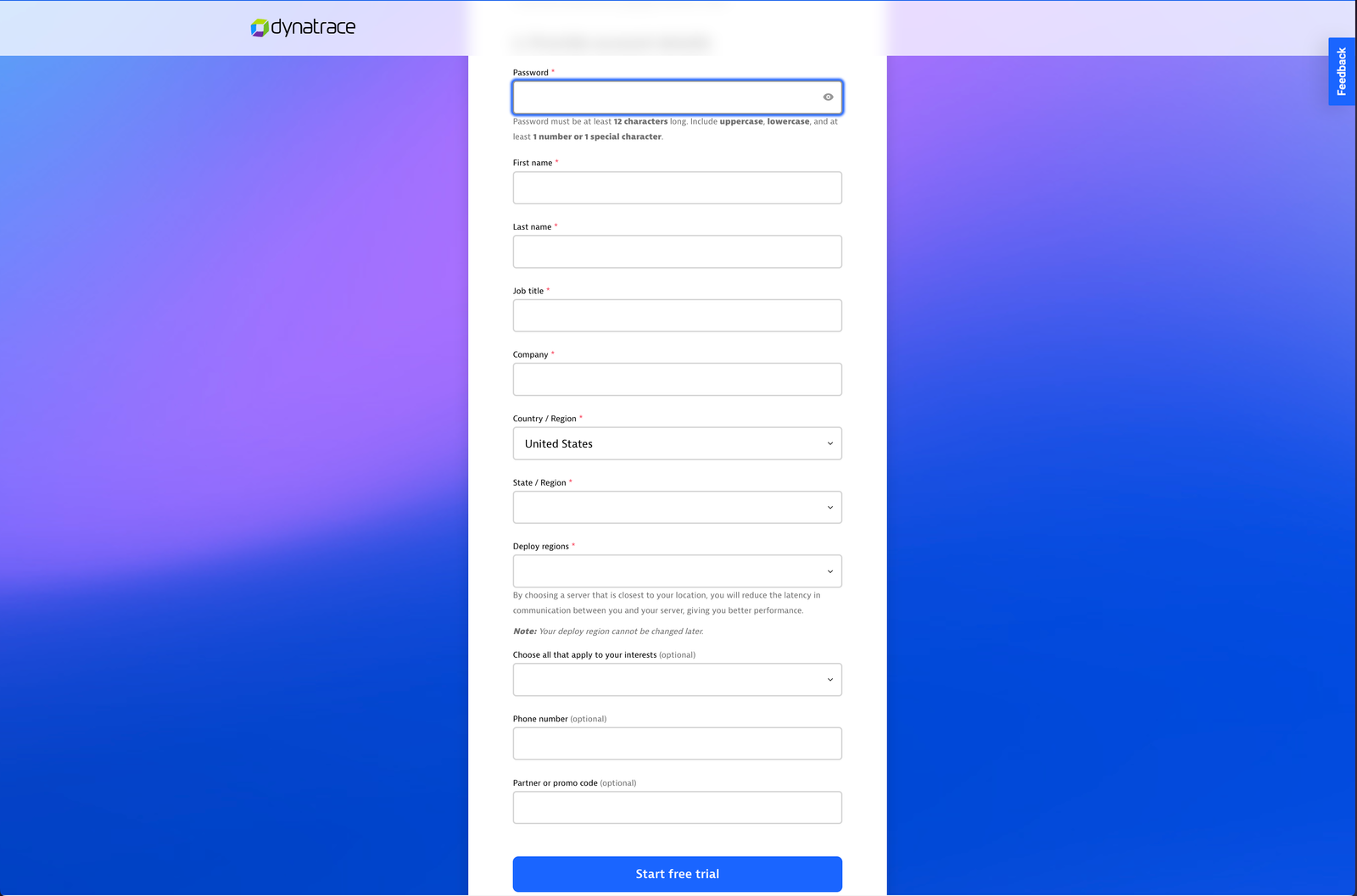 Fill in the rest of the form fields