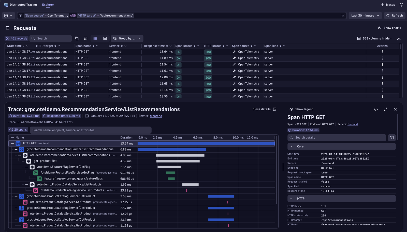 Clear insights with E2E single trace visibility