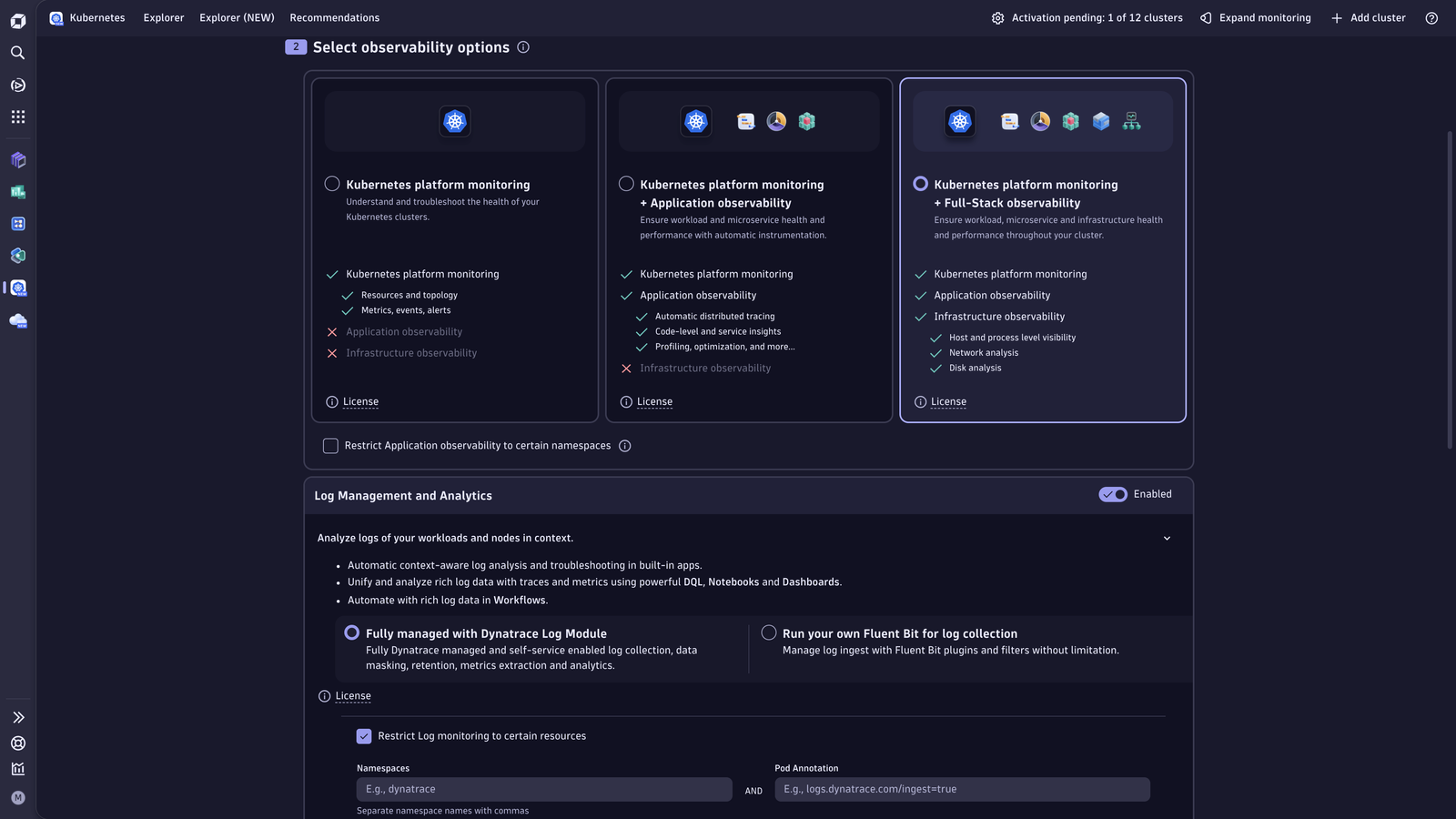 New Kubernetes logging capabilities integrated the Dynatrace platform