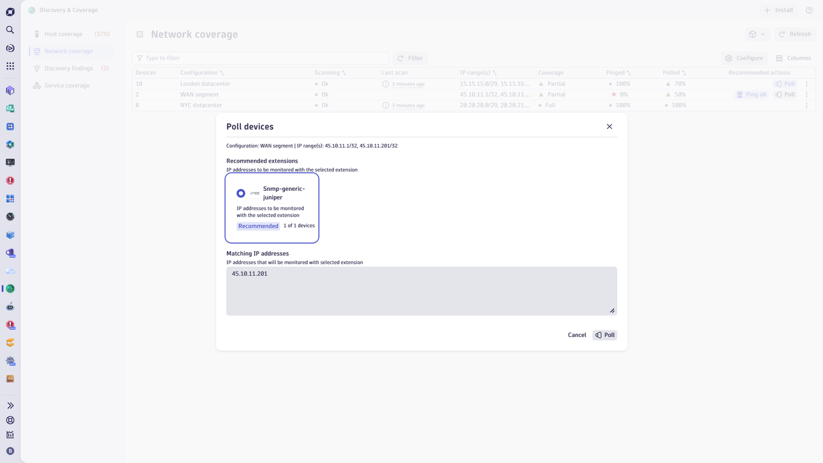 SNMP network device observability poll device in Dynatrace