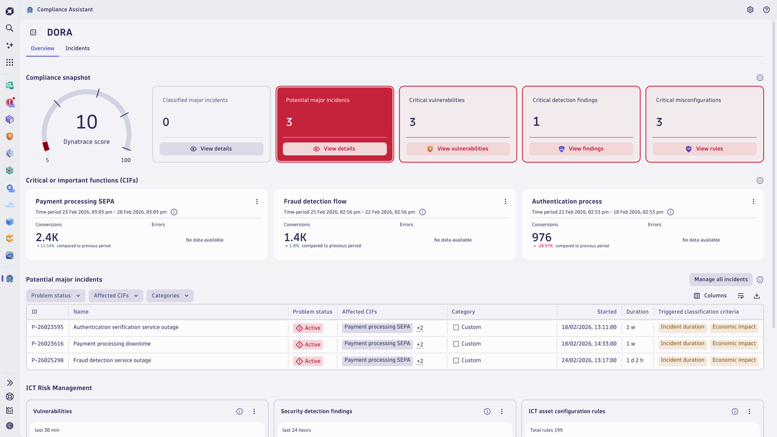Overview page of the Compliance Assistant app