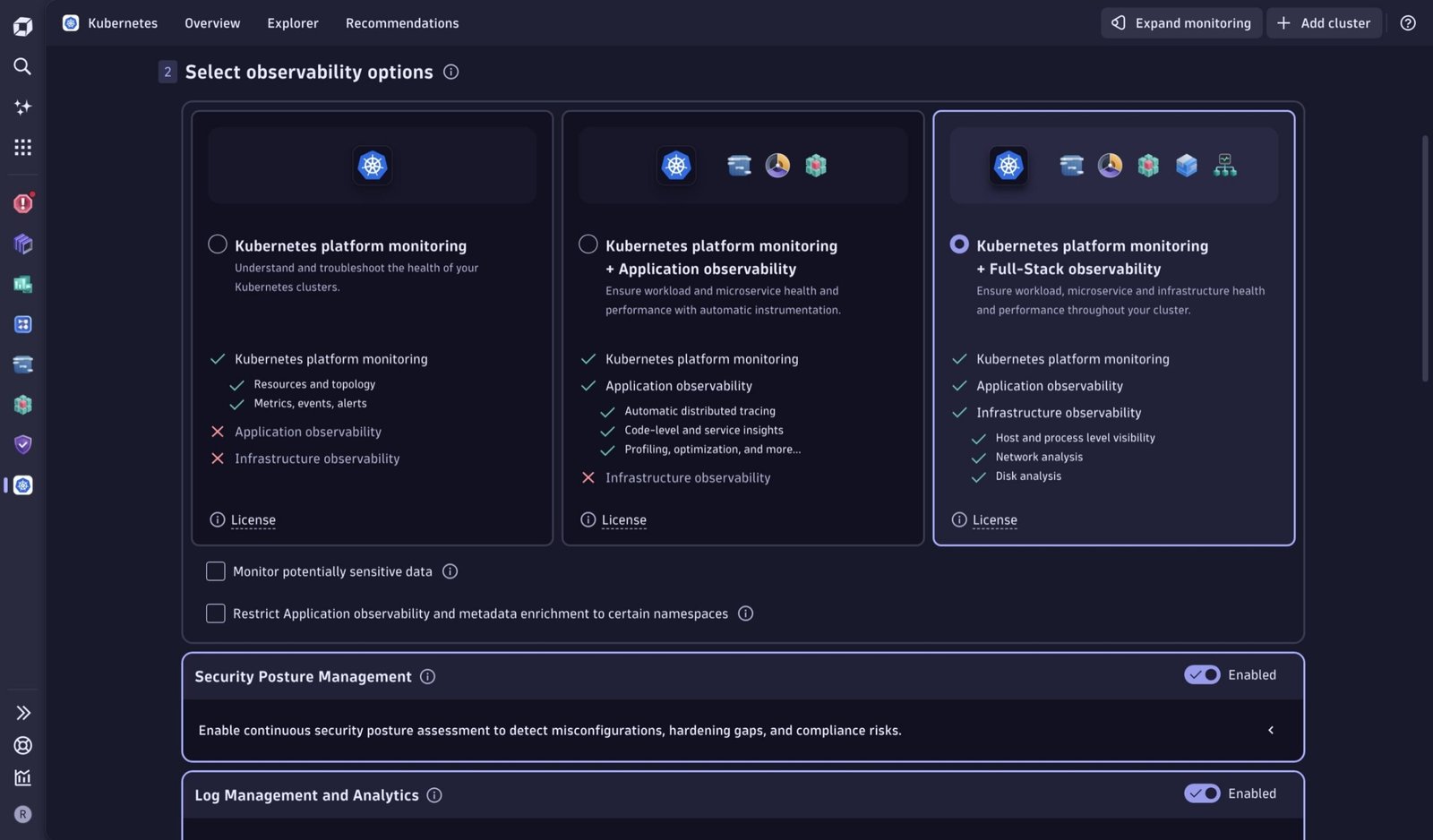 Kubernetes monitoring deployment page with integrated SPM.