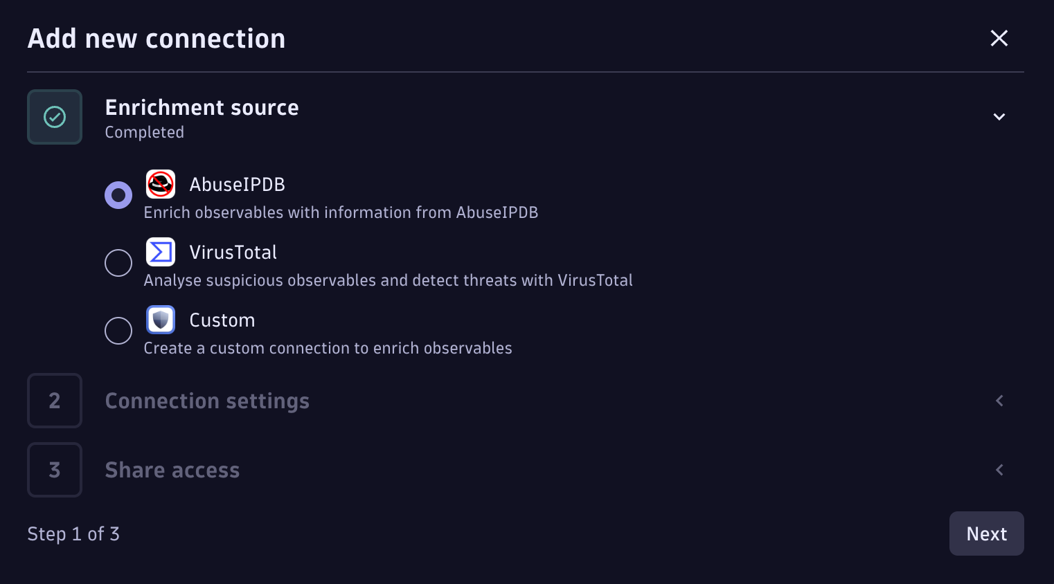 Select your enrichment source.